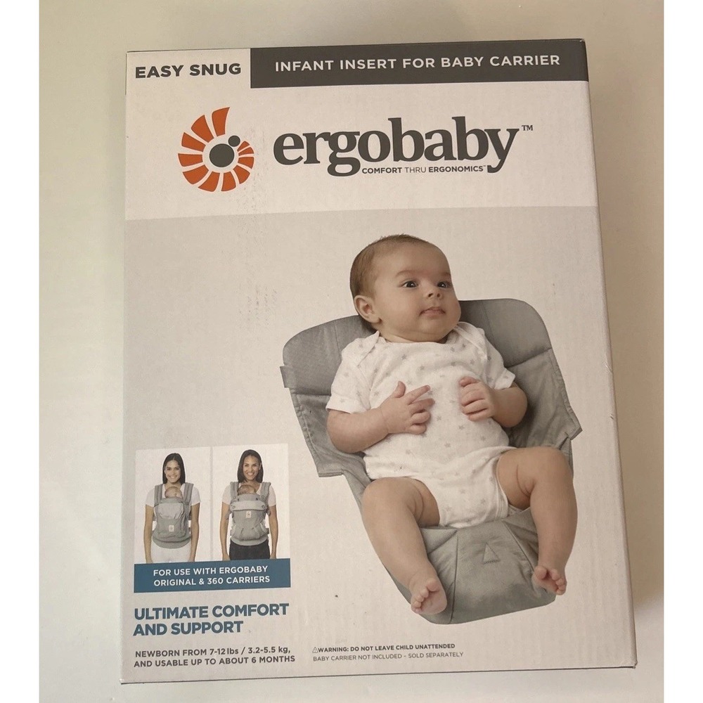 Ergobaby Easy Snug Infant Insert Gray for Original & 360 Carriers Newborn NWT